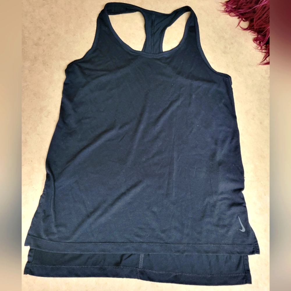Nike women's small  dri fit athletic tank black grey logo
